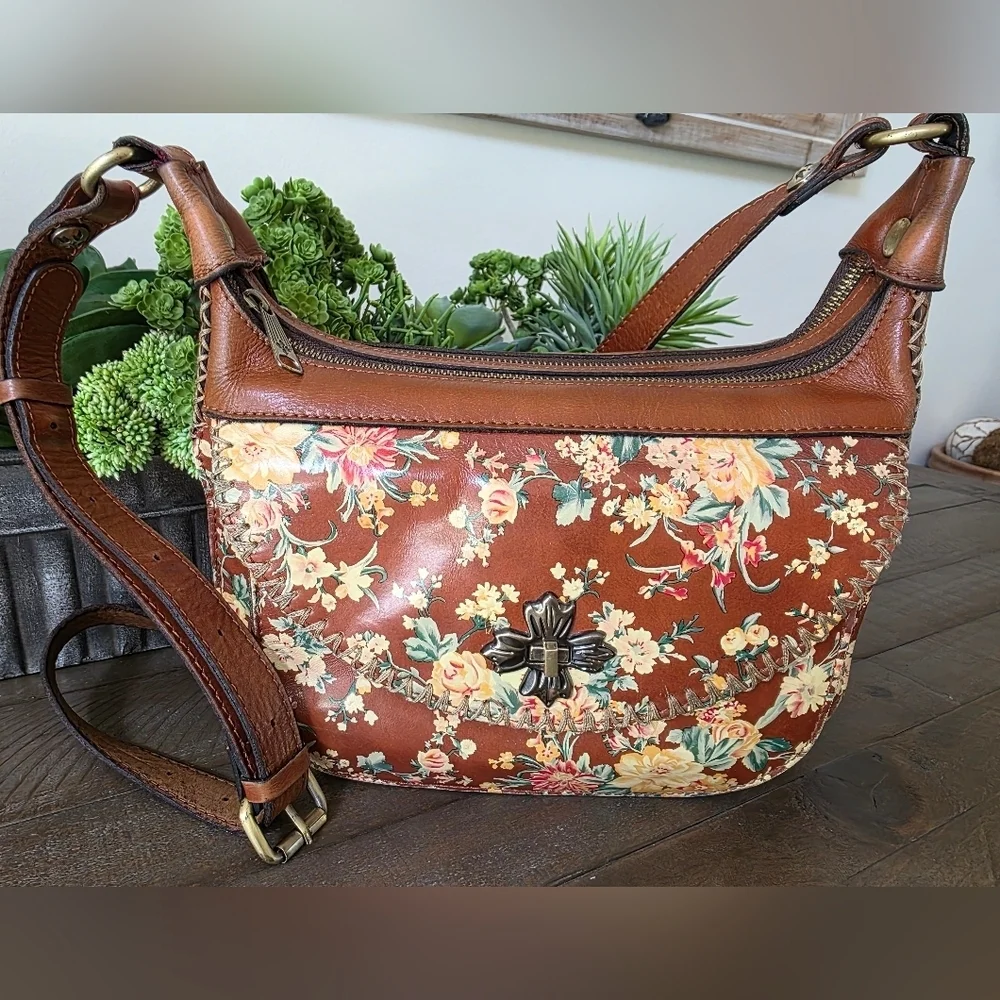 Patricia Nash Leather Sophia Hobo Vintage Botanical Print Bag